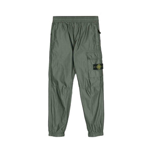 Stone Island Junior Cotton/ Polyester Cargo Trousers in Olive Green