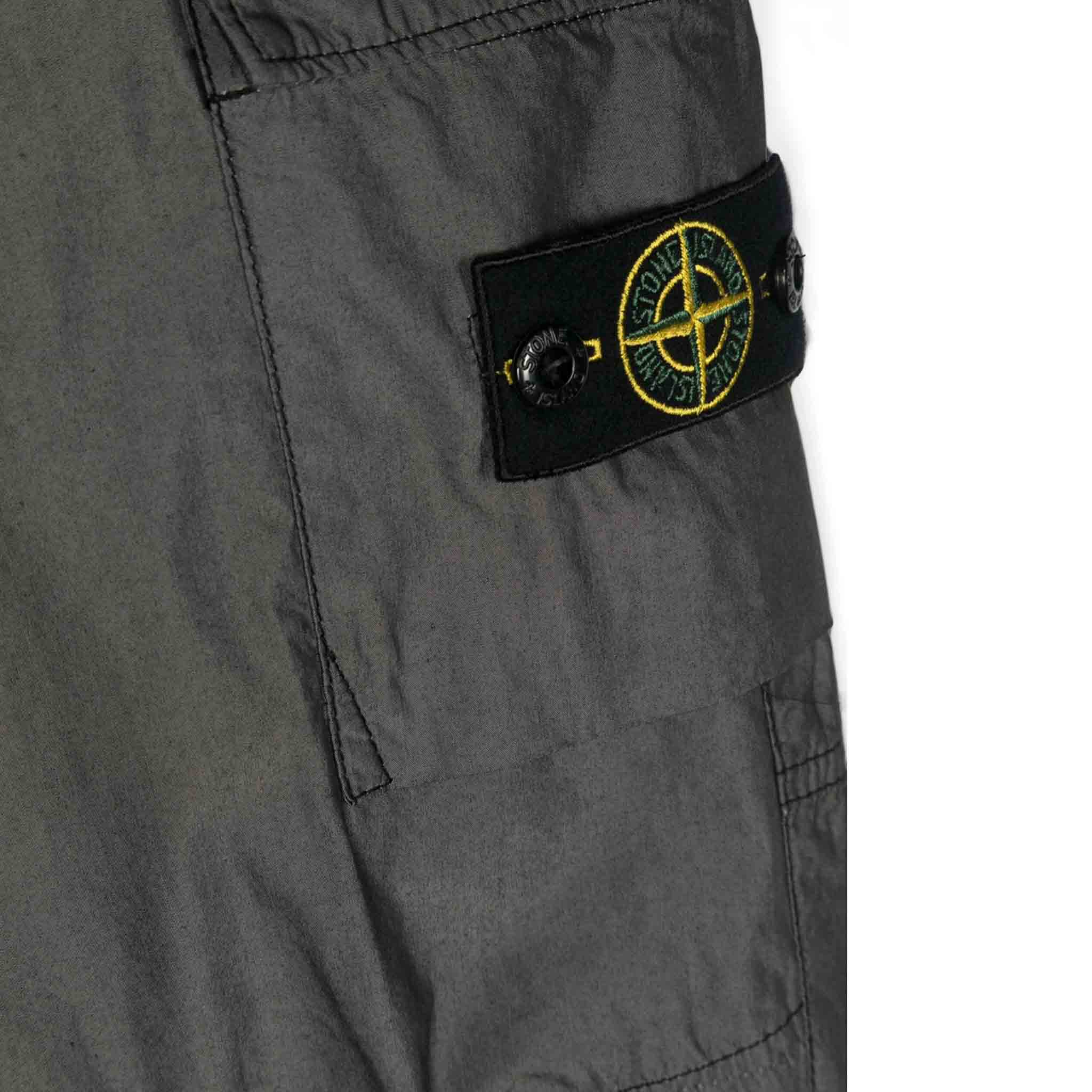 Stone Island Junior Cotton/ Polyester Cargo Trousers in Washed Black