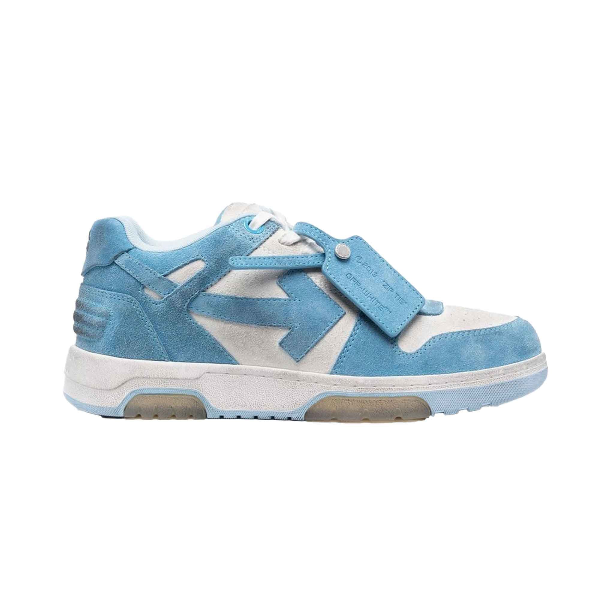 OFF-WHITE Out Of Office Vintage Suede Sneaker in White/ Light Blue