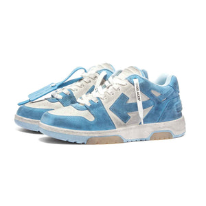 OFF-WHITE Out Of Office Vintage Suede Sneaker in White/ Light Blue