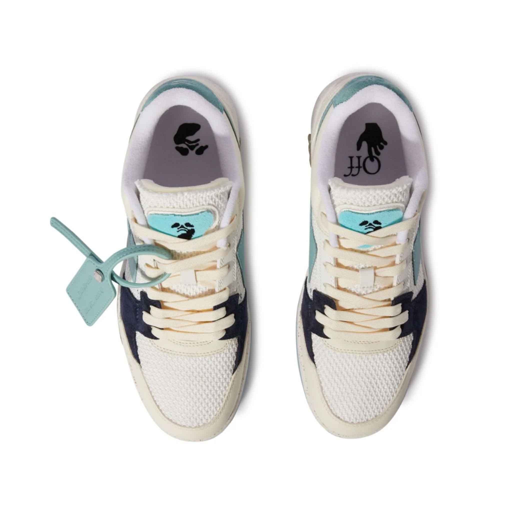 OFF-WHITE Slim Out Of Office Sneaker Leather and Mesh in White/Blue