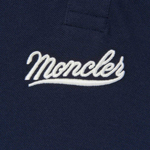 Moncler Enfant Embroidered Logo Polo in Navy