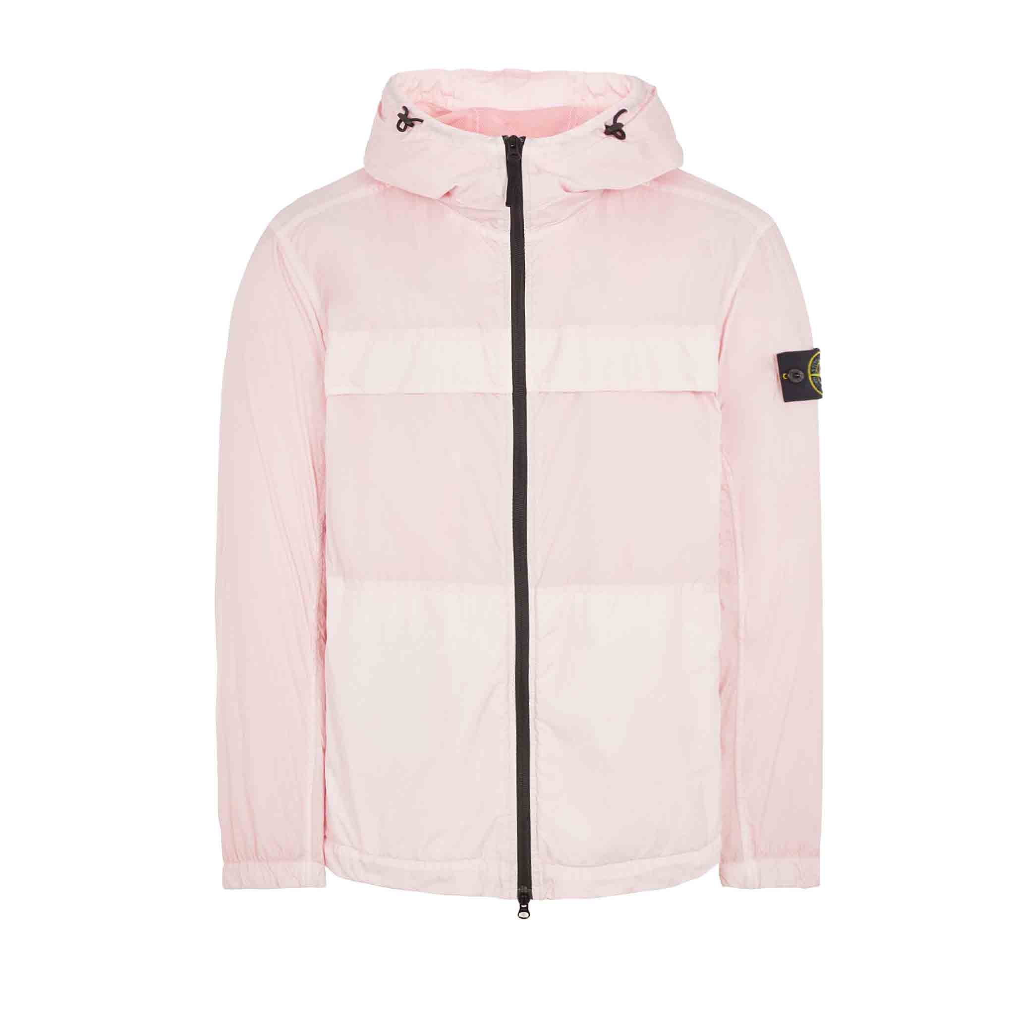 Stone Island Garment Dyed Crinkle Reps R-NY Hooded Jacket in Pink