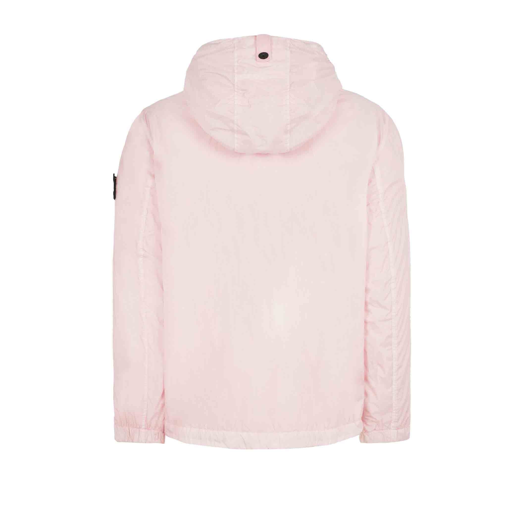 Stone Island Garment Dyed Crinkle Reps R-NY Hooded Jacket in Pink