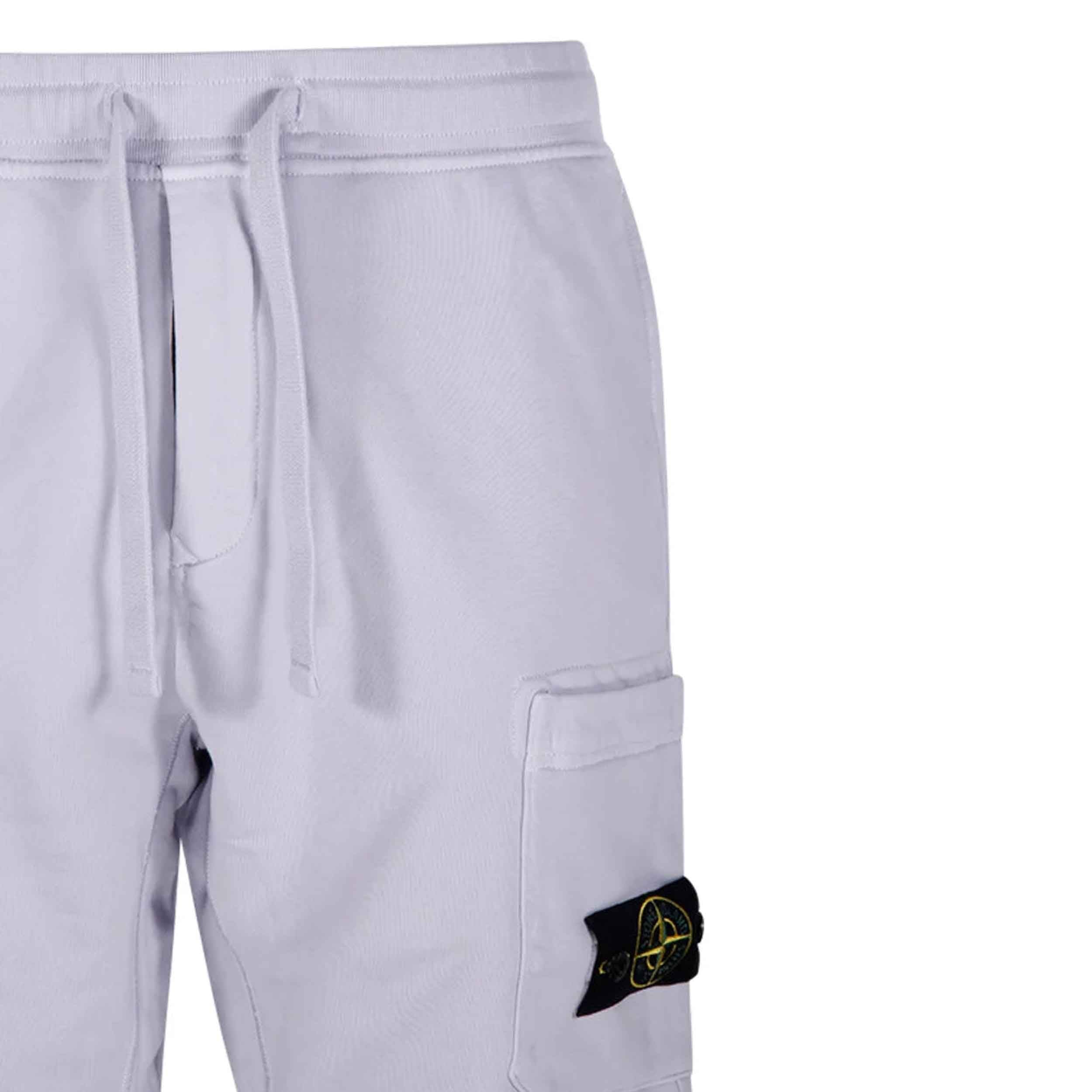 Stone Island Organic Cotton Fleece Cargo Bermuda in Lilac
