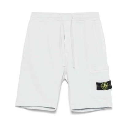 Stone Island Organic Cotton Fleece Cargo Bermuda in Sky Blue