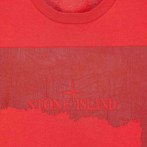 Stone Island "Scratched Paint Two" Print T-Shirt in Red
