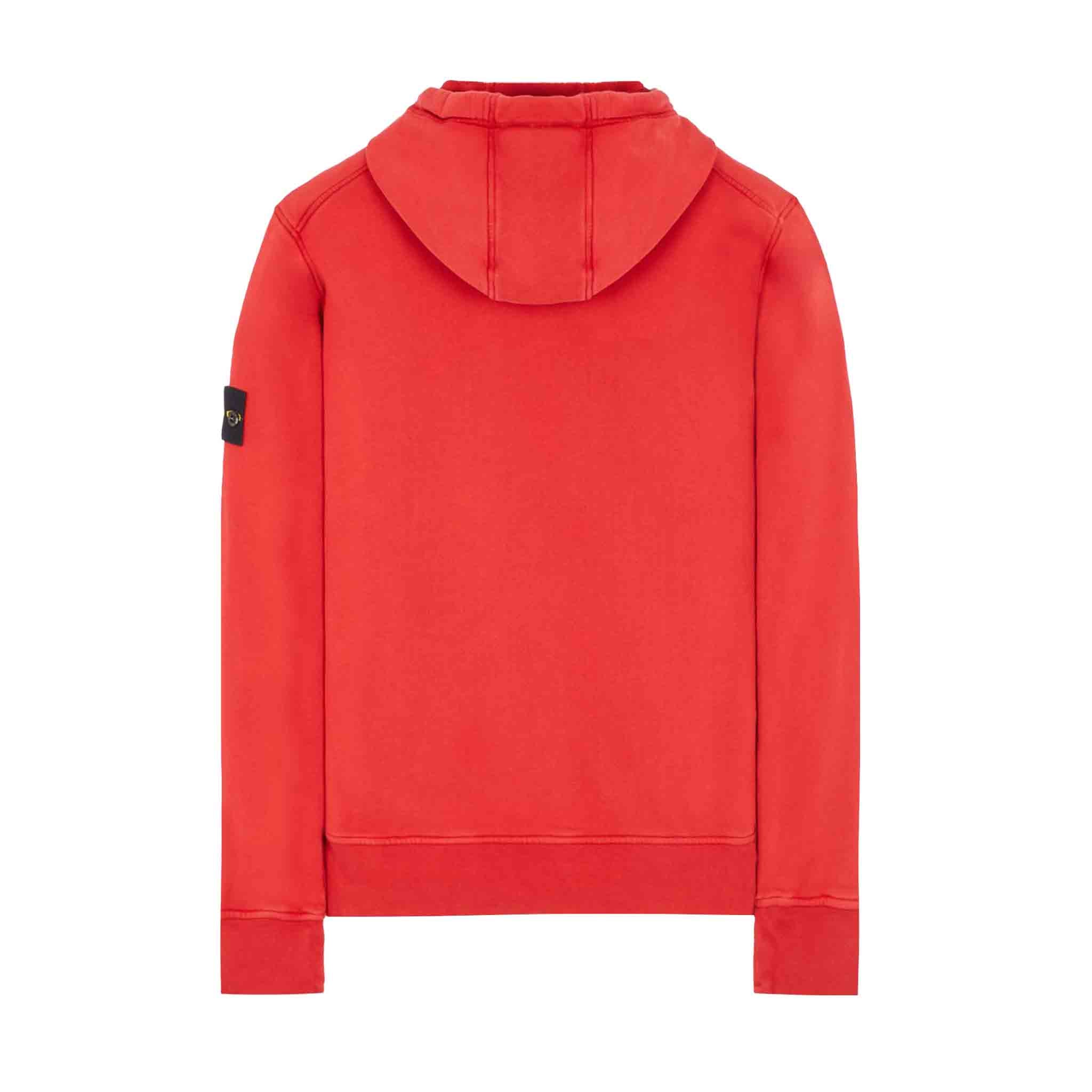 Stone Island Garment Dyed Hooded Sweatshirt in Red