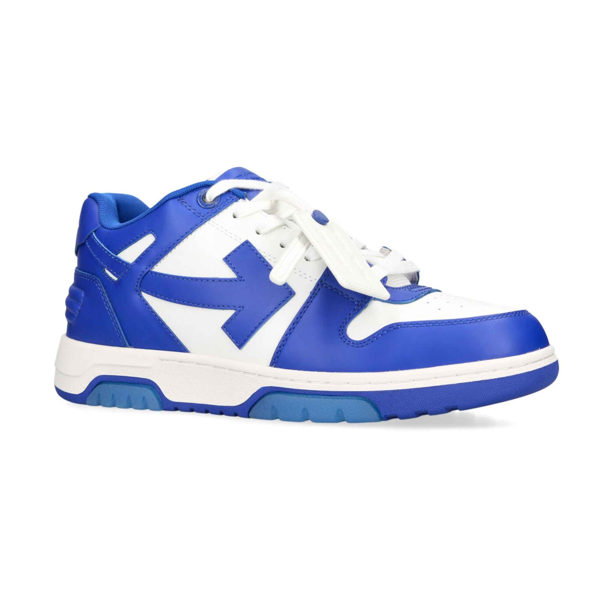 OFF-WHITE Out Of Office Sneaker Calf Leather in White/Blue Fluo