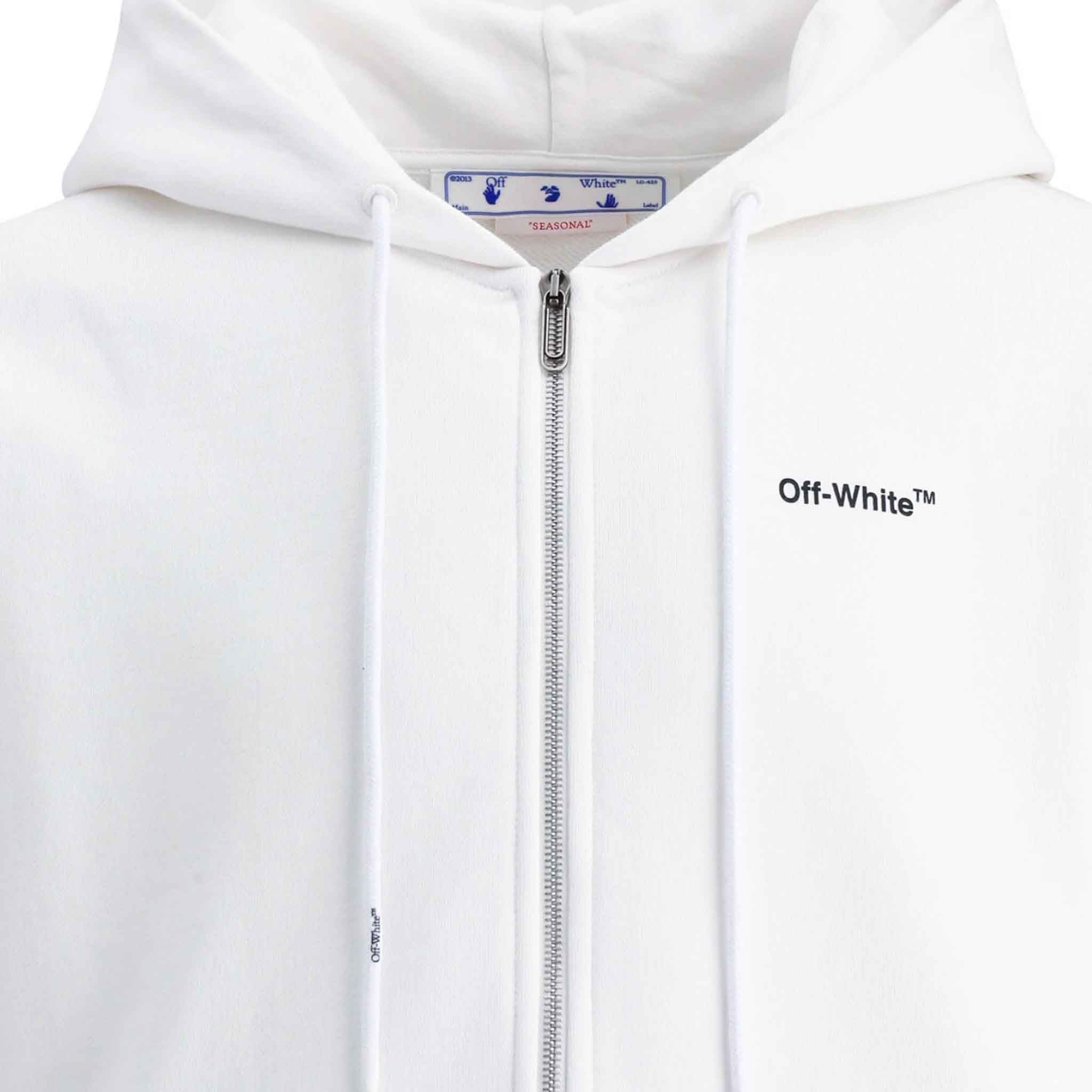 OFF-WHITE Caravaggio Arrow Slim Zip Hoodie in White