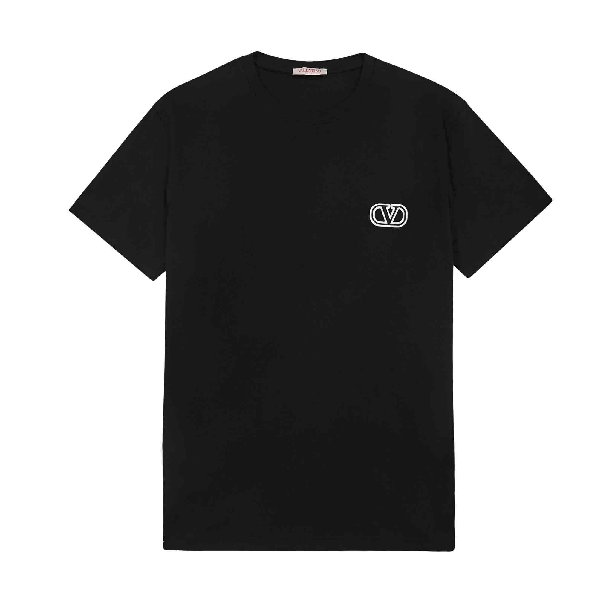 Valentino V Embroidered Logo T-Shirt in Black