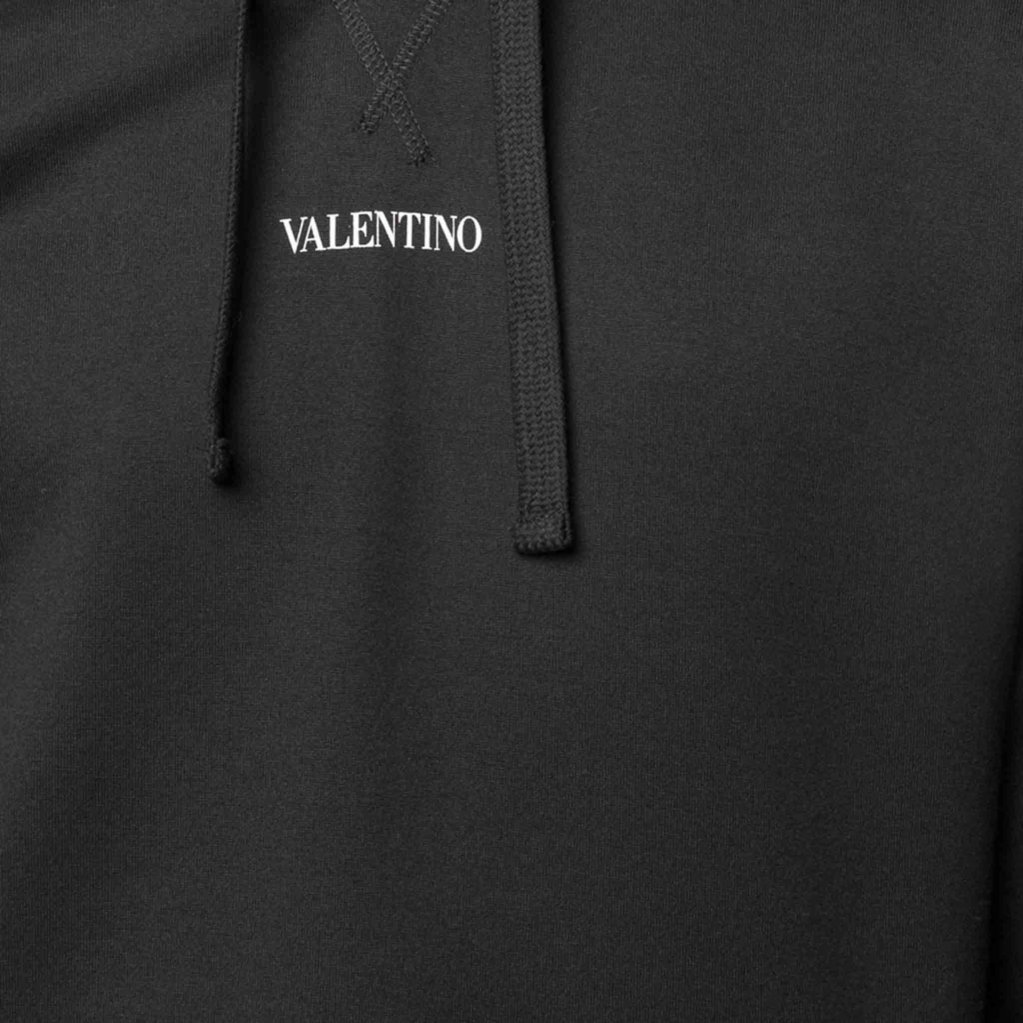 Valentino Small Logo Print Hoodie in Black