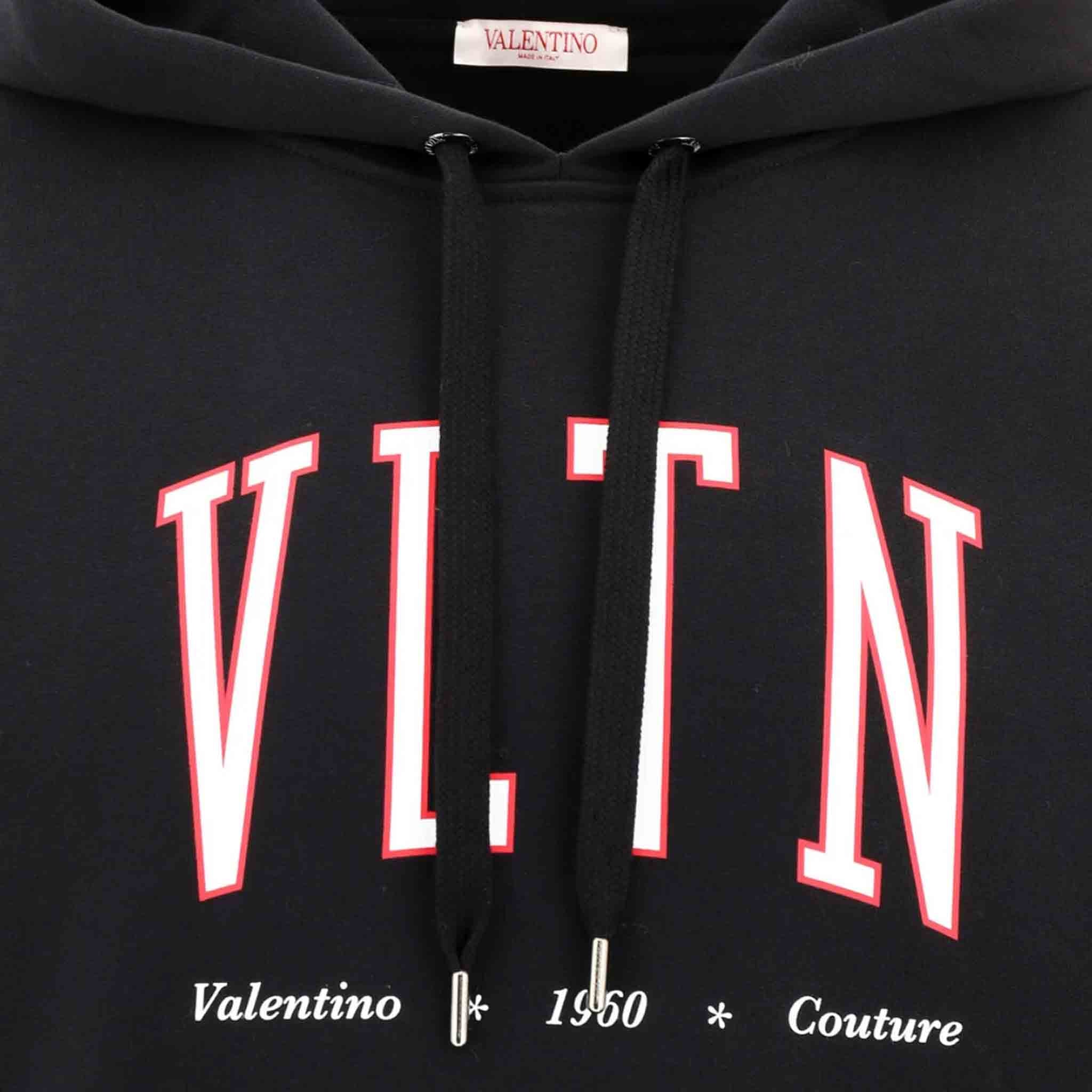 Valentino VLTN Logo Print Hoodie in Black