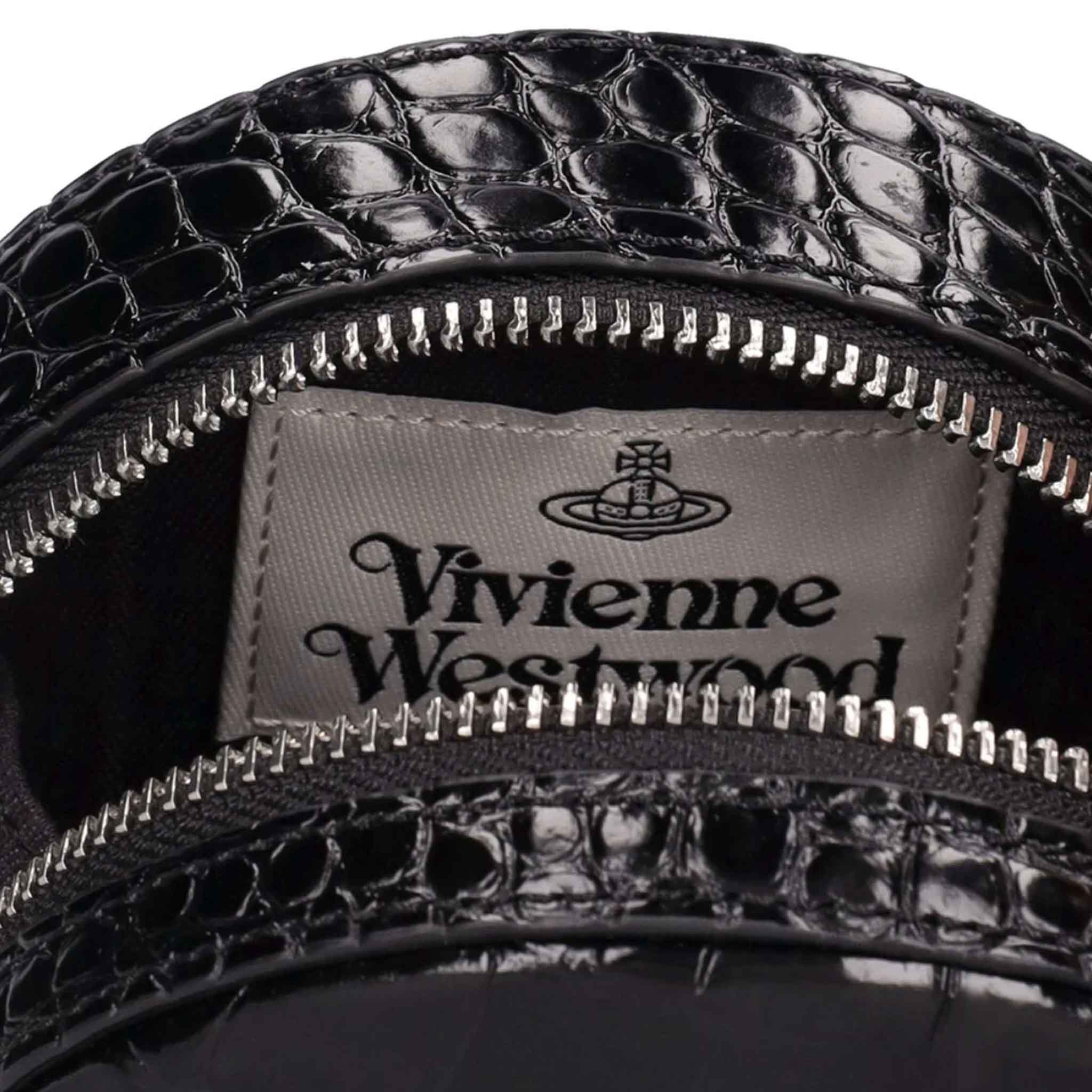 Vivienne Westwood Crocodile Mini Round Crossbody in Black