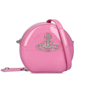 Vivienne Westwood Shiny Patent Mini Round Crossbody in Pink