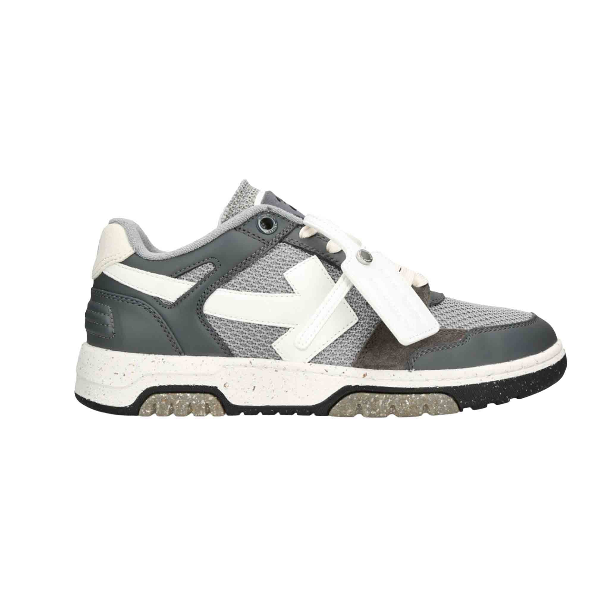 OFF-WHITE Slim Out Of Office Sneaker Leather and Mesh in Dark Grey/White