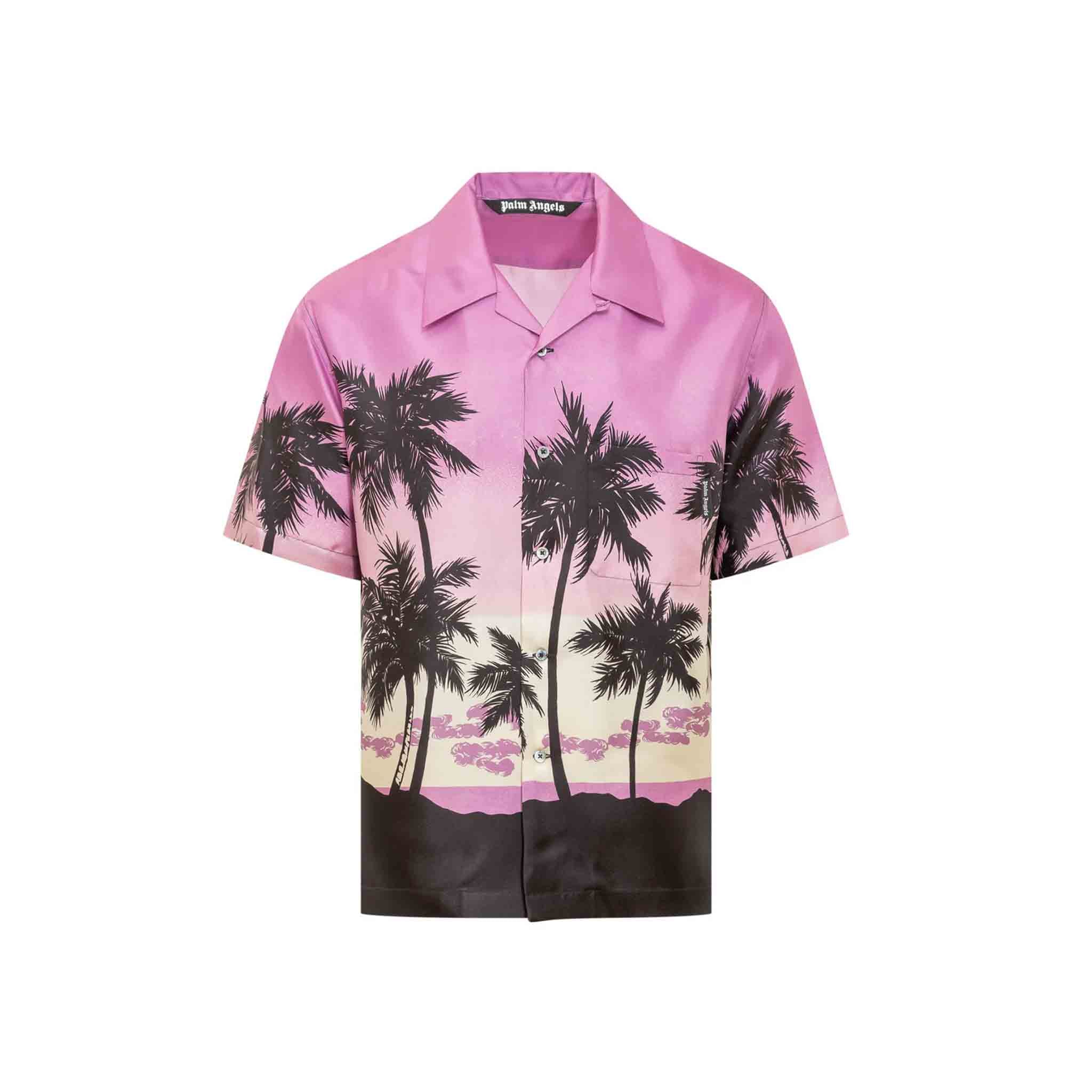 Palm Angels Pink Sunset Bowling Shirt