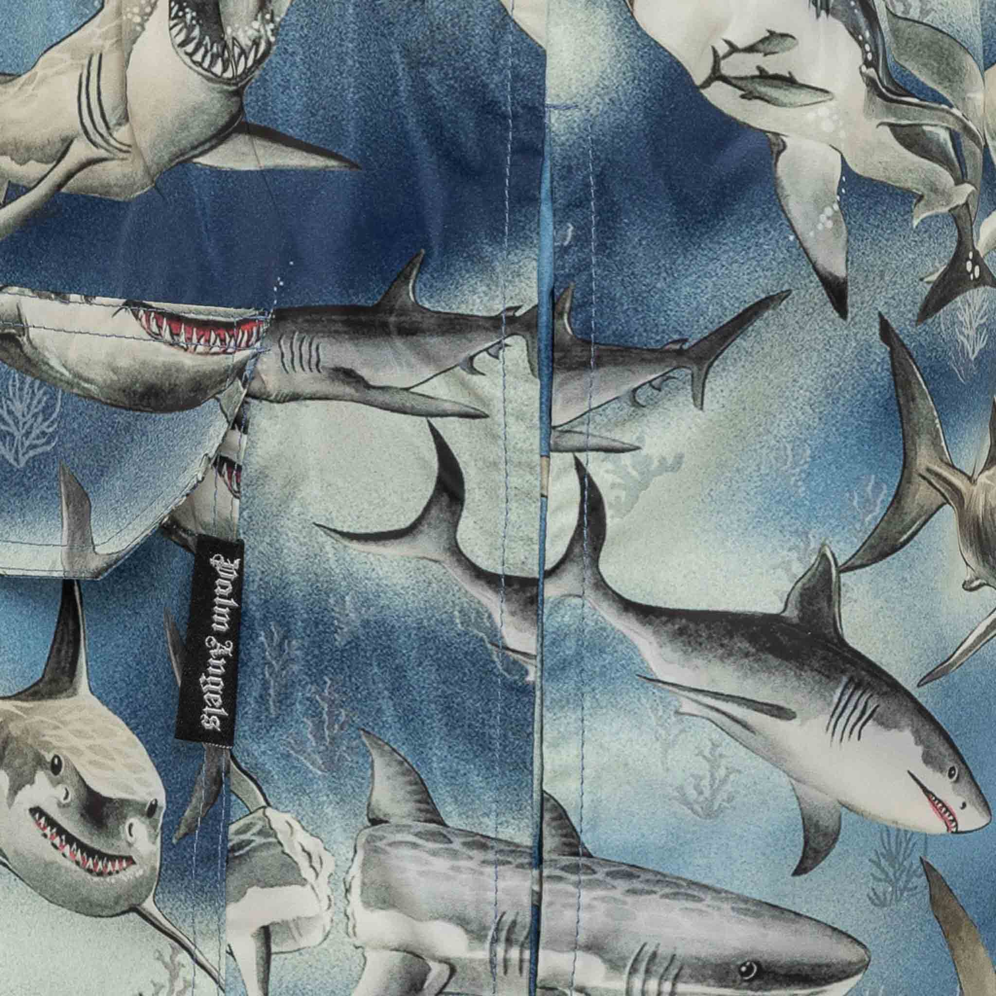 Palm Angels Sharks Swim Shorts in Blue