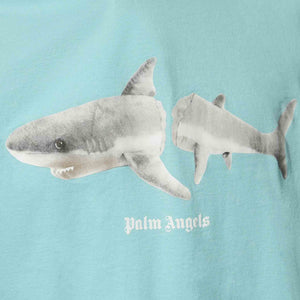 Palm Angels White Shark Classic T-Shirt in Blue