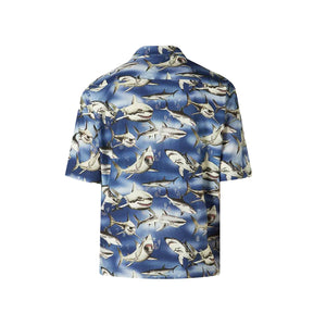 Palm Angels Sharks Bowling Shirt in Blue