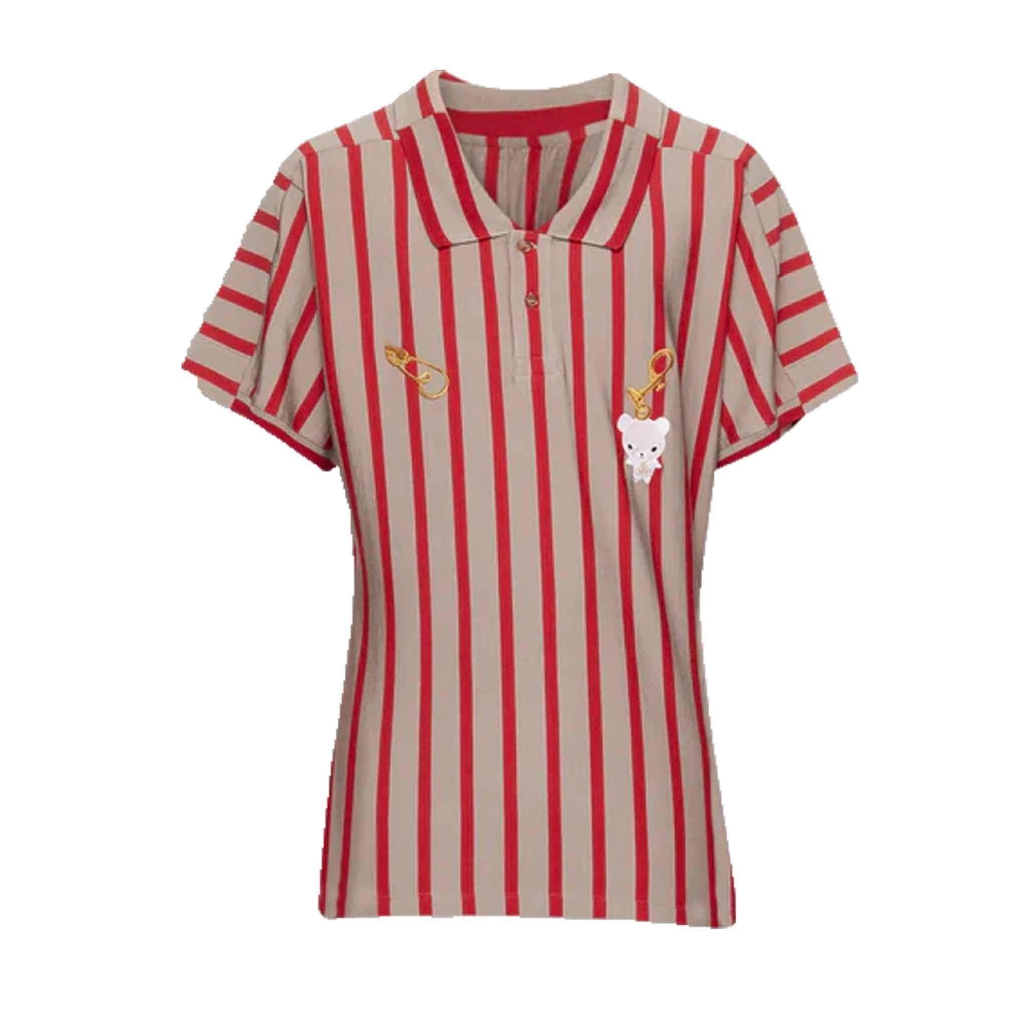 Vivienne Westwood Short Sleeve Slim Fit Striped Stefano Polo in Red