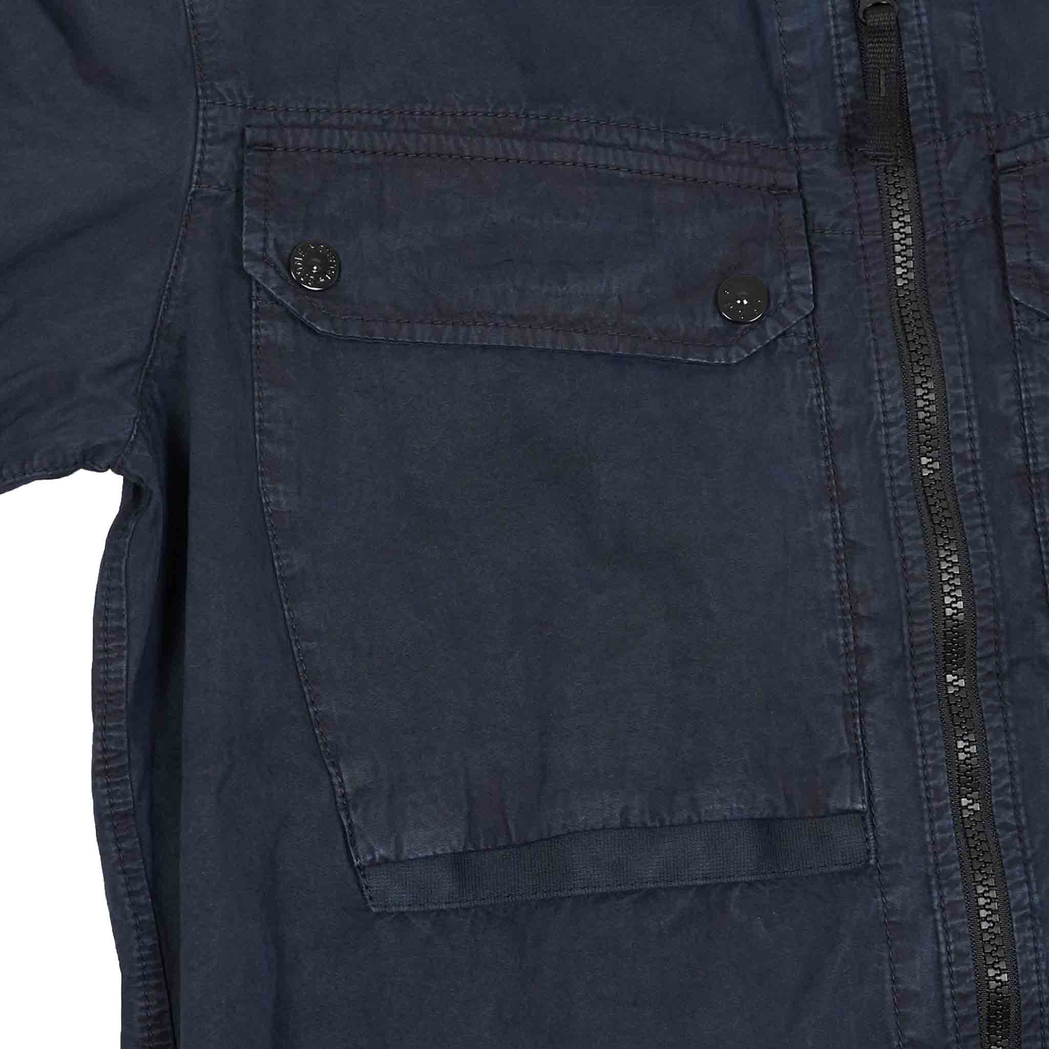Stone Island Garment Dyed "Old" Treatment Cotton Overshirt in Navy