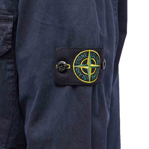 Stone Island Garment Dyed "Old" Treatment Cotton Overshirt in Navy