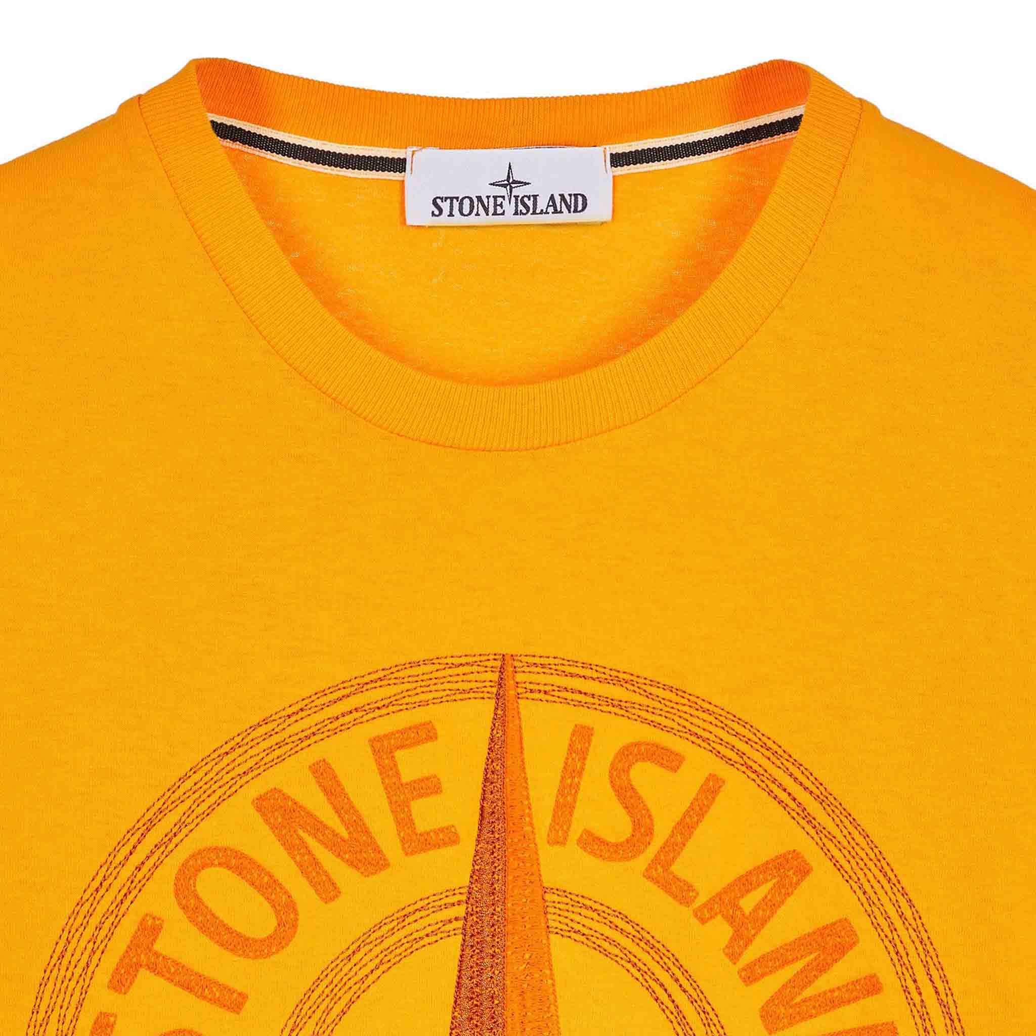 Stone Island "Stitches Three" Embroidery T-Shirt in Orange