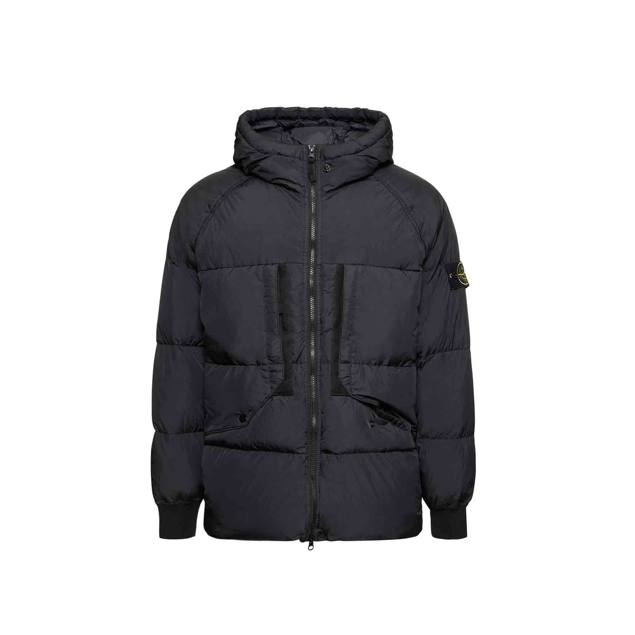 Stone Island Garment Dyed Crinkle Reps Quilted Down Jacket in Navy