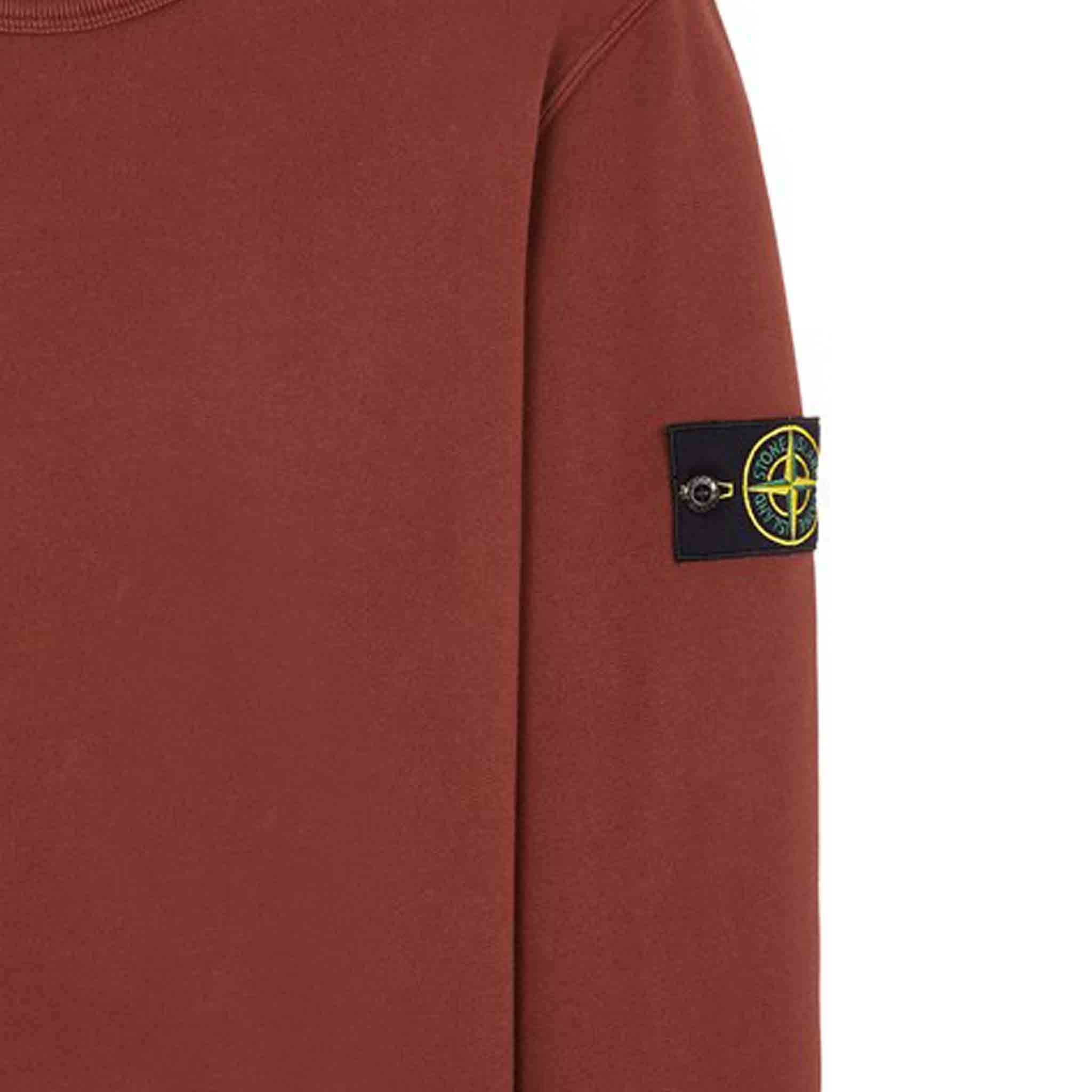 Stone Island Garment Dyed Crewneck Sweatshirt in Chestnut Brown