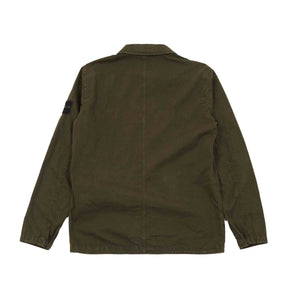 Stone Island Garment Dyed "Old" Treatment Cotton Overshirt in Olive Green