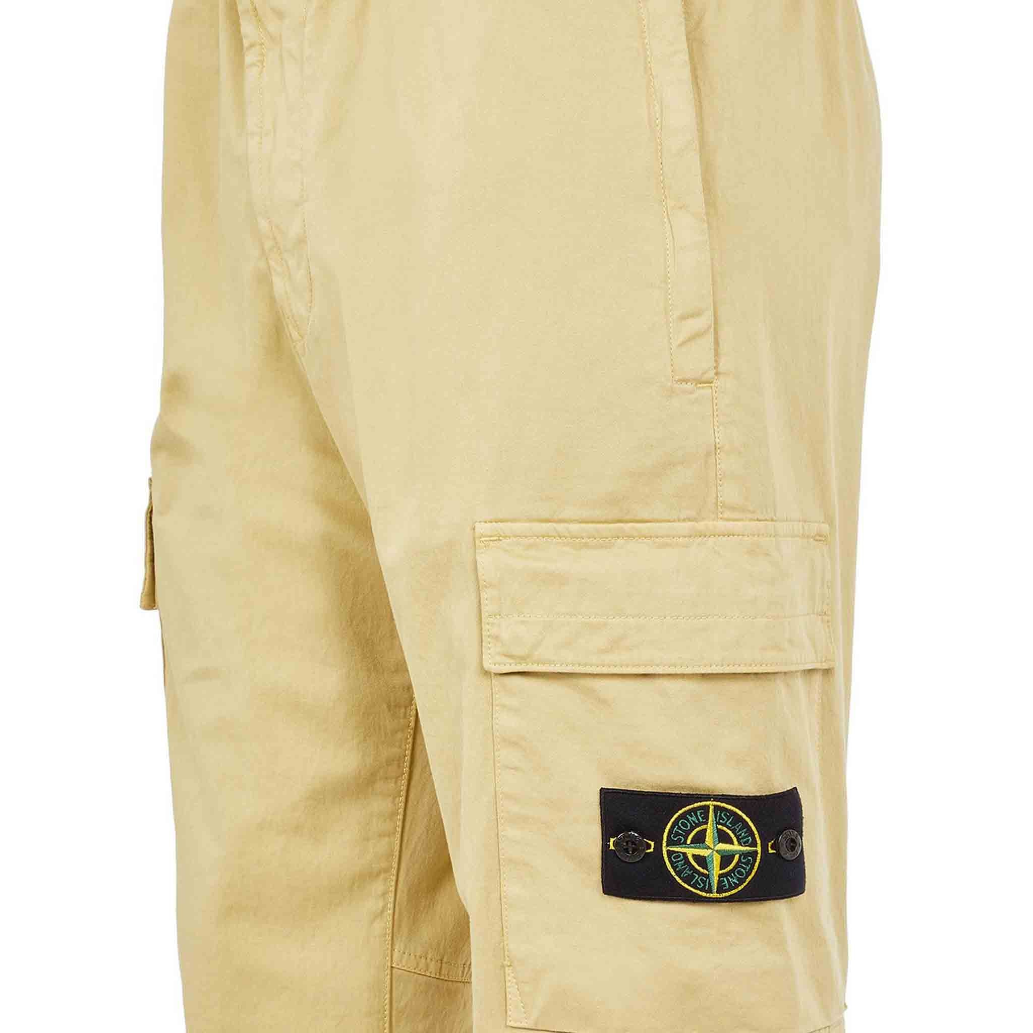 Stone Island Garment Dyed "Old" Treatment Cuffed Cargo Pants in Sand