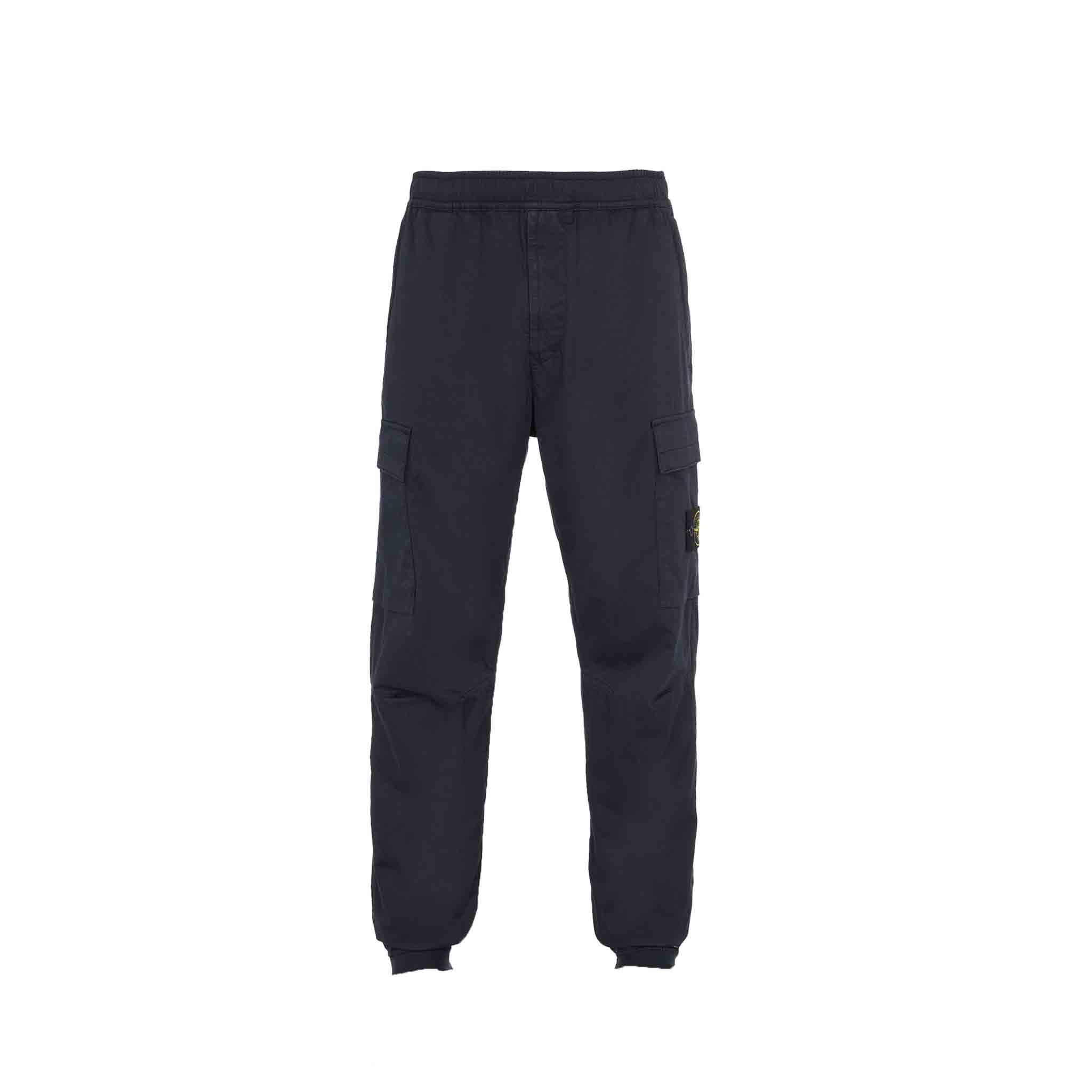 Stone Island Garment Dyed "Old" Treatment Cuffed Cargo Pants in Navy