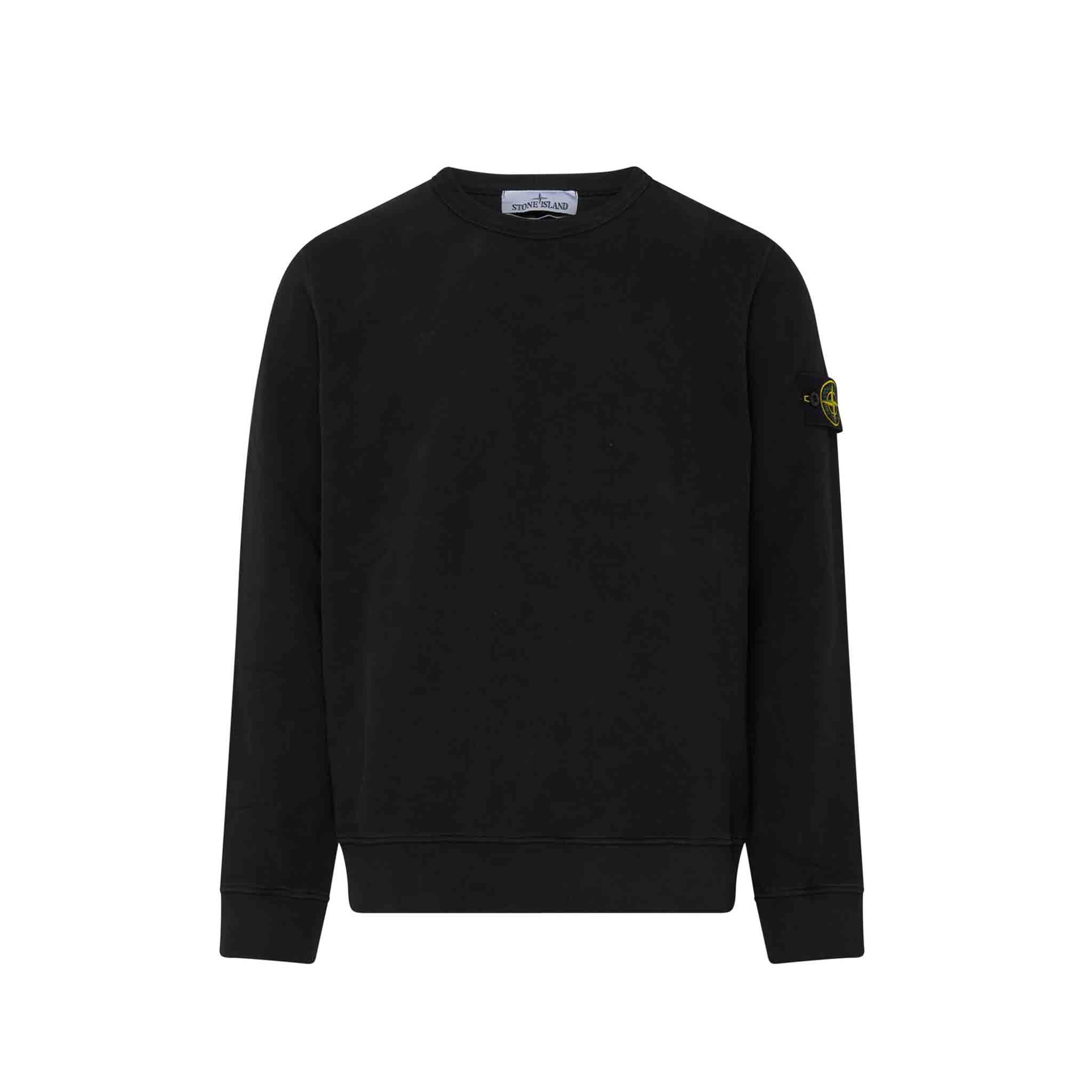 Stone Island Garment Dyed Crewneck Sweatshirt in Black