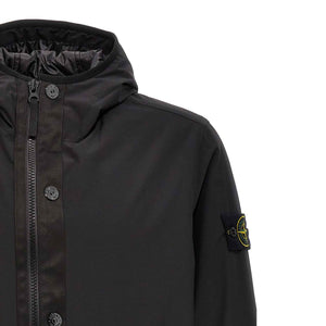 Stone Island Soft Shell-R With Primaloft Hooded Jacket in Black