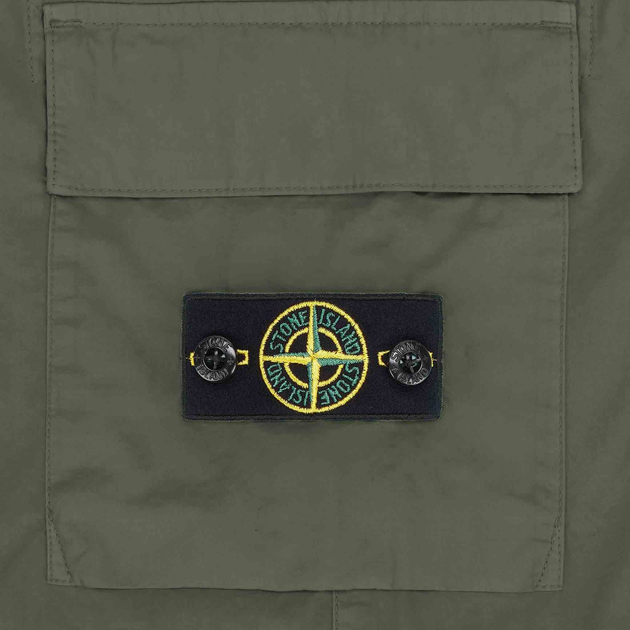 Stone Island Junior Cargo Trousers Cuffed Bottoms in Olive Green