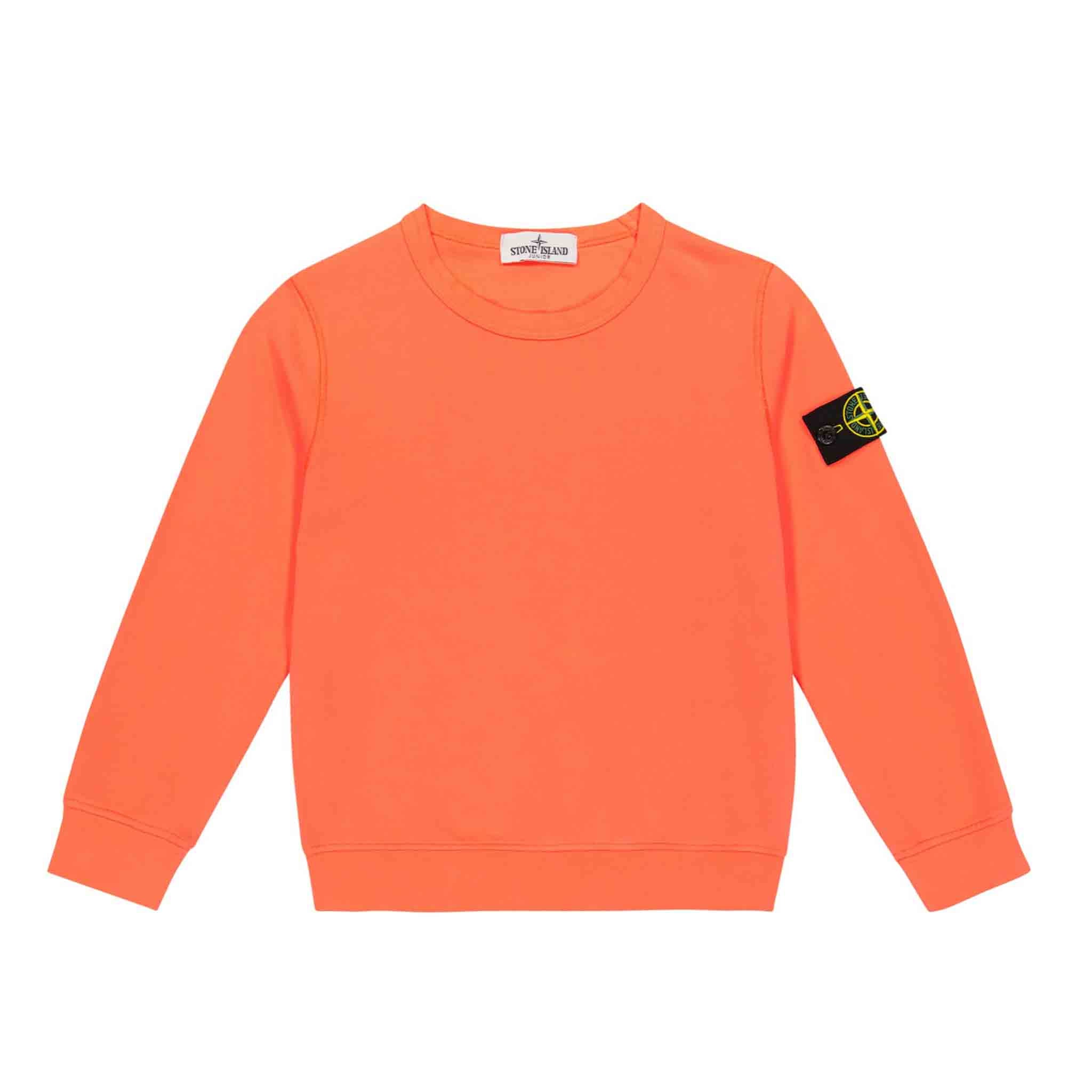 Stone Island Junior Cotton Fleece Crewneck in Coral