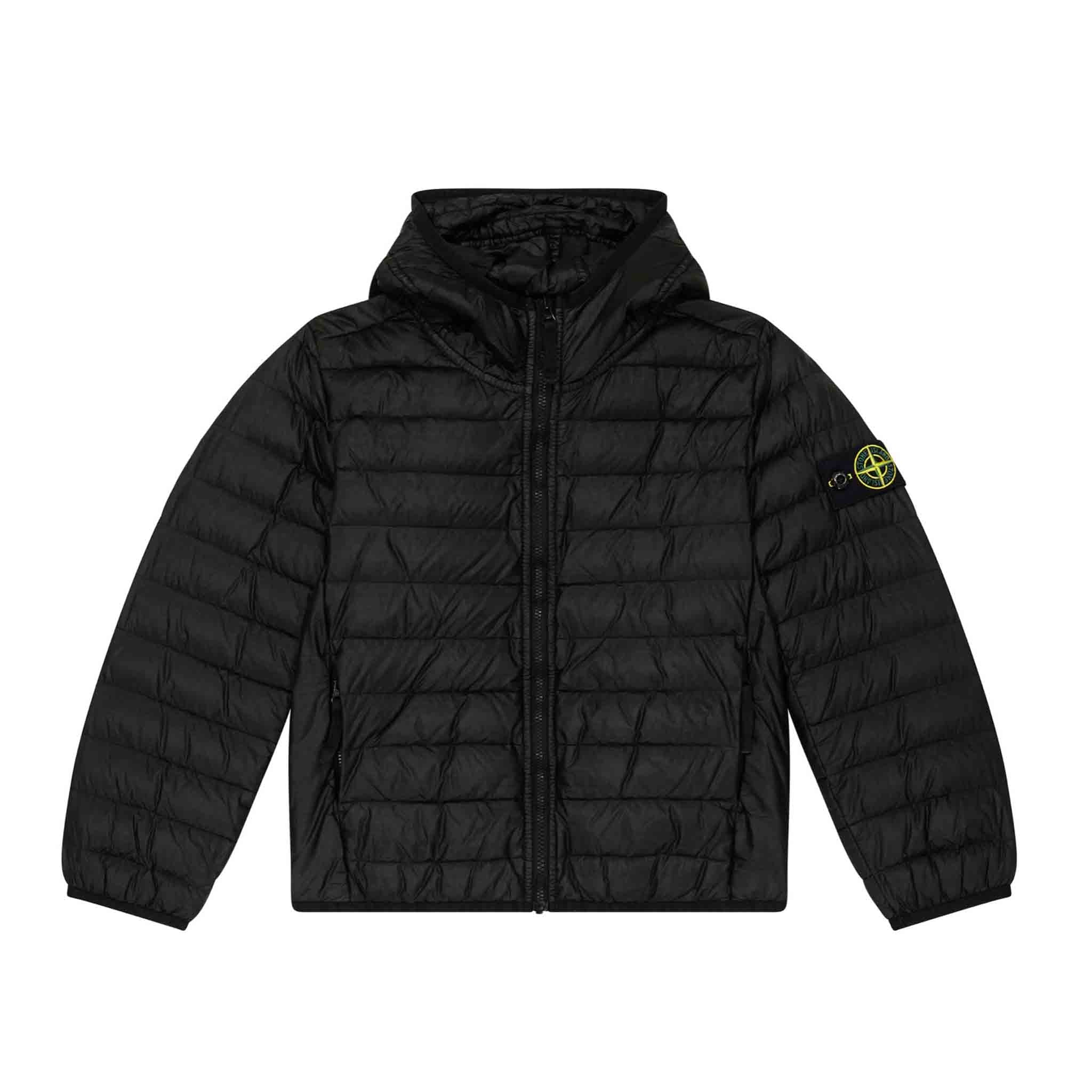 Stone Island Junior R-Nylon Down T-C Garment Dyed Jacket in Black
