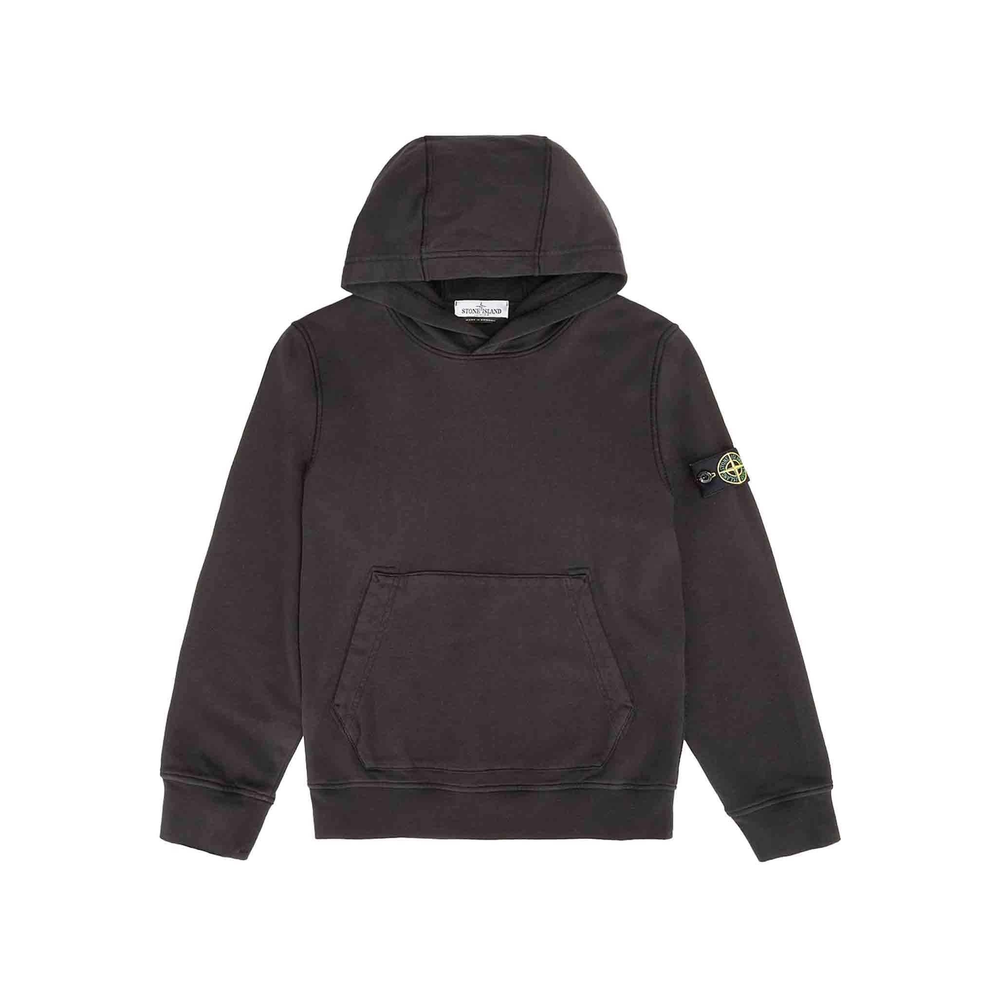 Stone Island Junior Cotton Fleece Hoodie in Charcoal