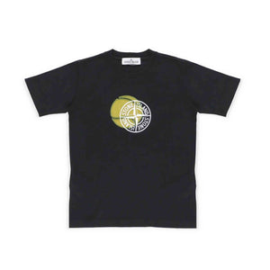Stone Island Junior Logo Printed T-Shirt in Black