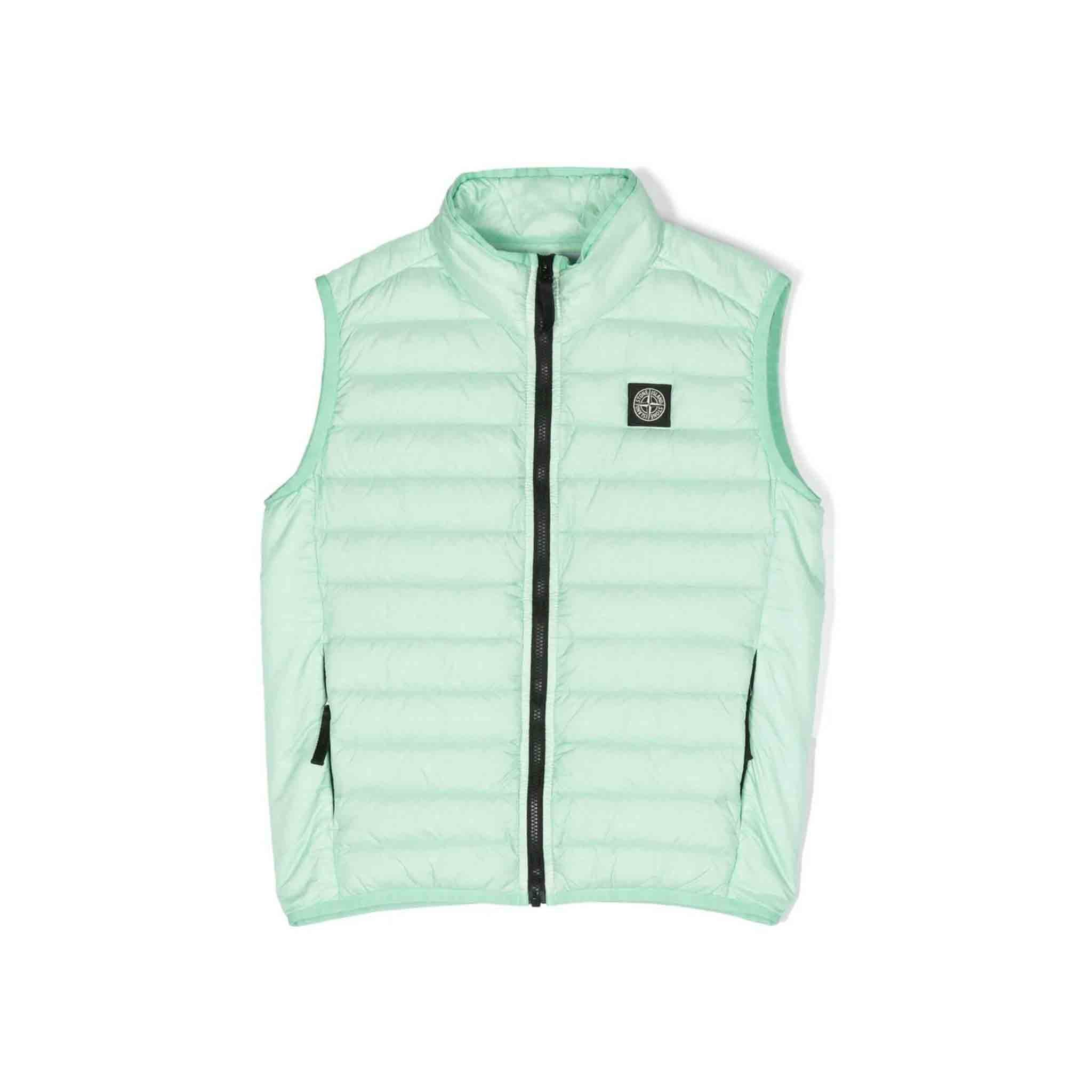 Stone Island Junior R-Nylon Down T-C Garment Dyed Gilet in Light Green