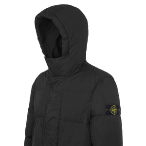 Stone Island Garment Dyed Crinkle Reps Quilted Down Coat in Black