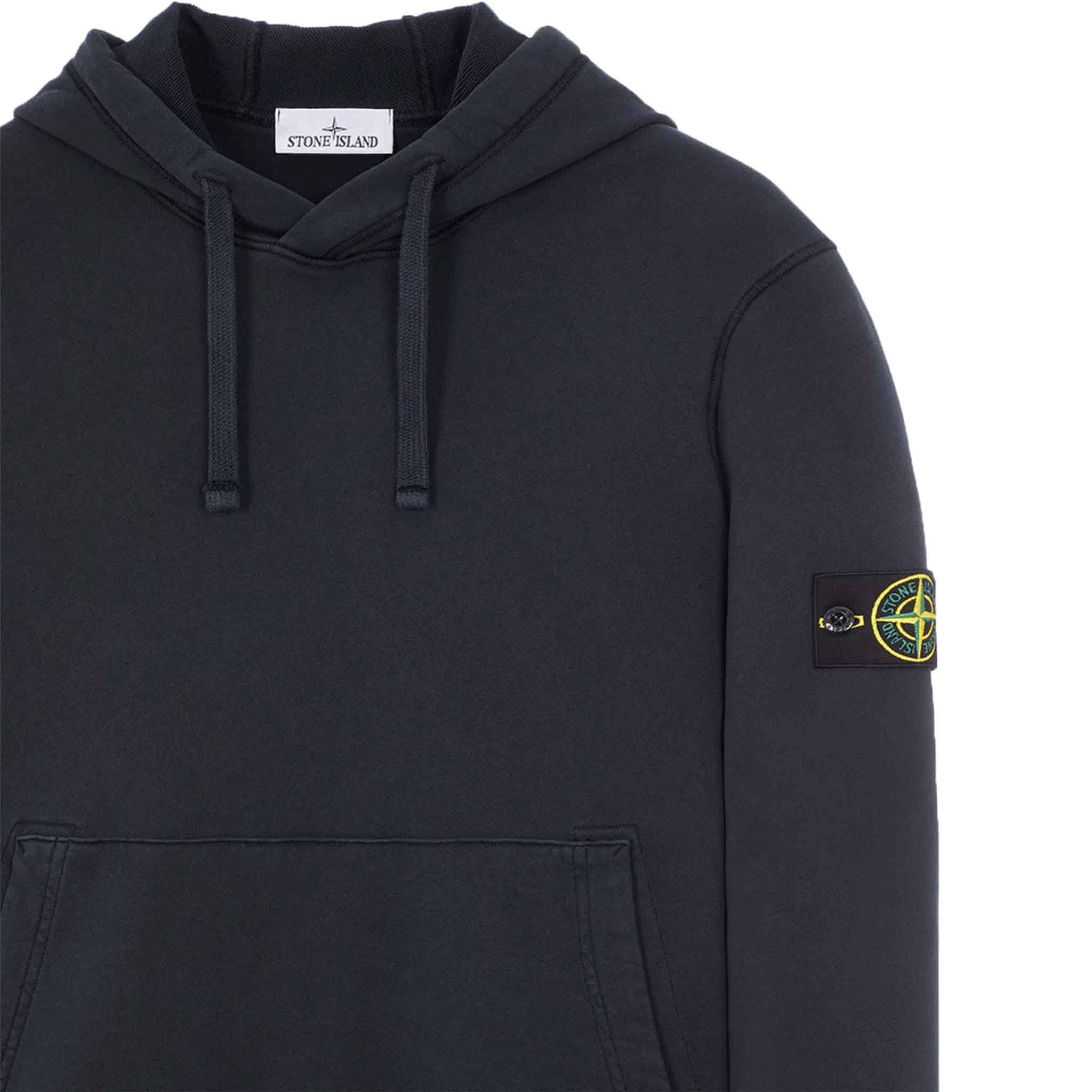 Stone Island Garment Dyed Hooded Sweatshirt in Navy