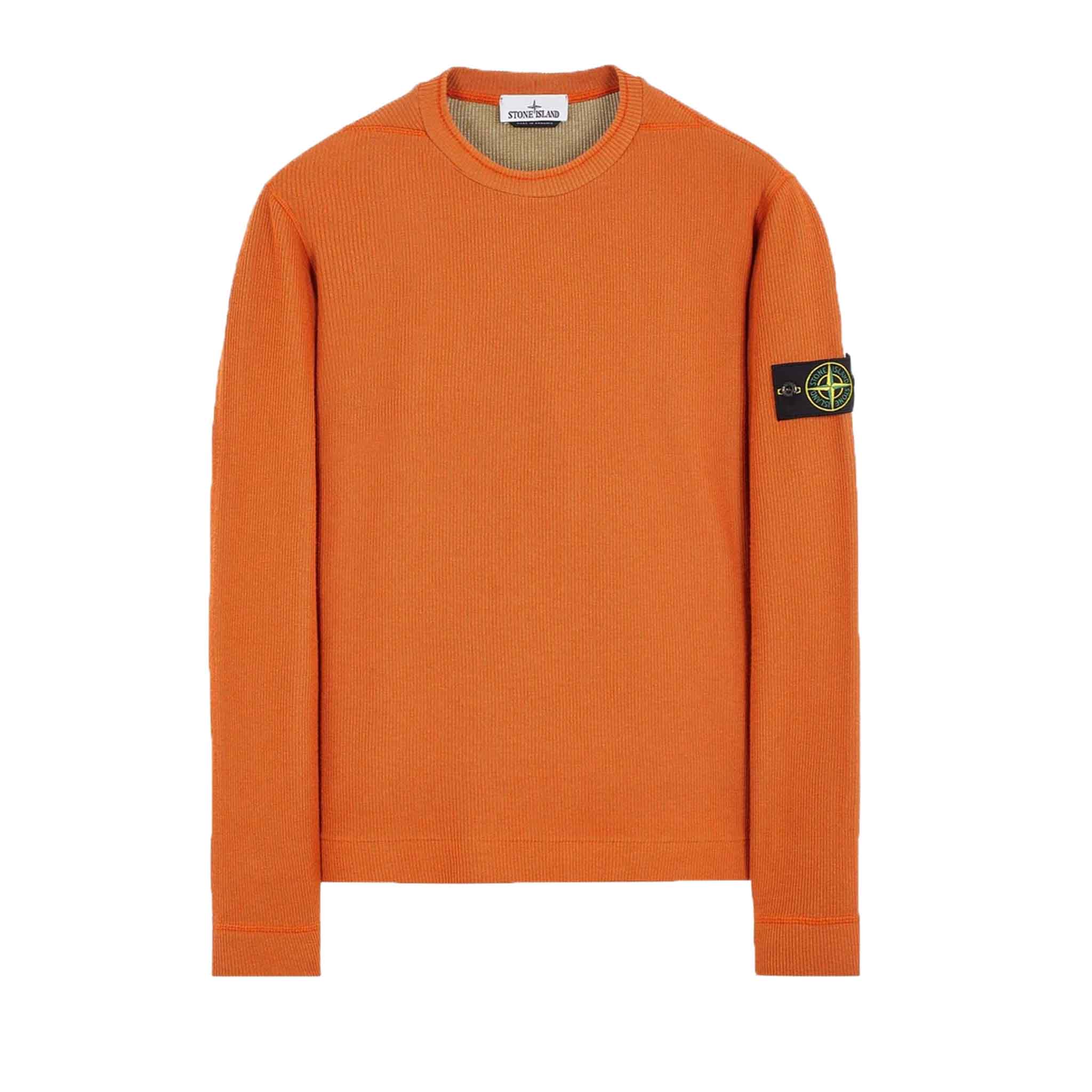 Stone Island Ribbed Crewneck Sweatshirt in Brown Sienna