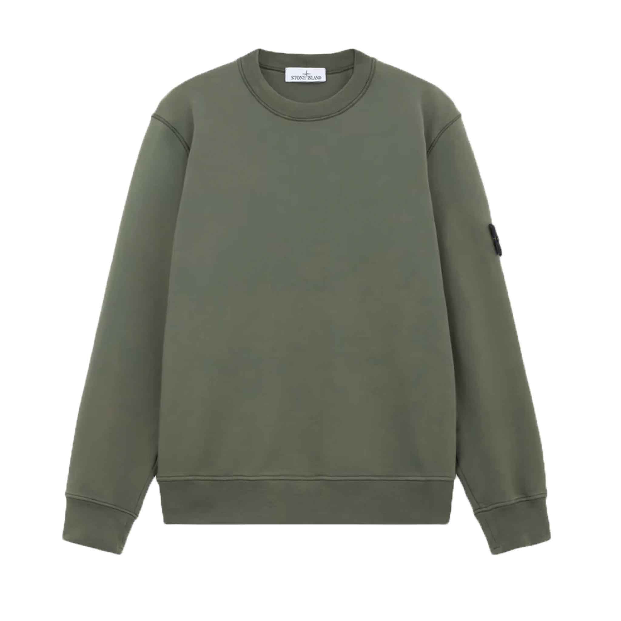 Stone Island Garment Dyed Crewneck Sweatshirt in Musk Green