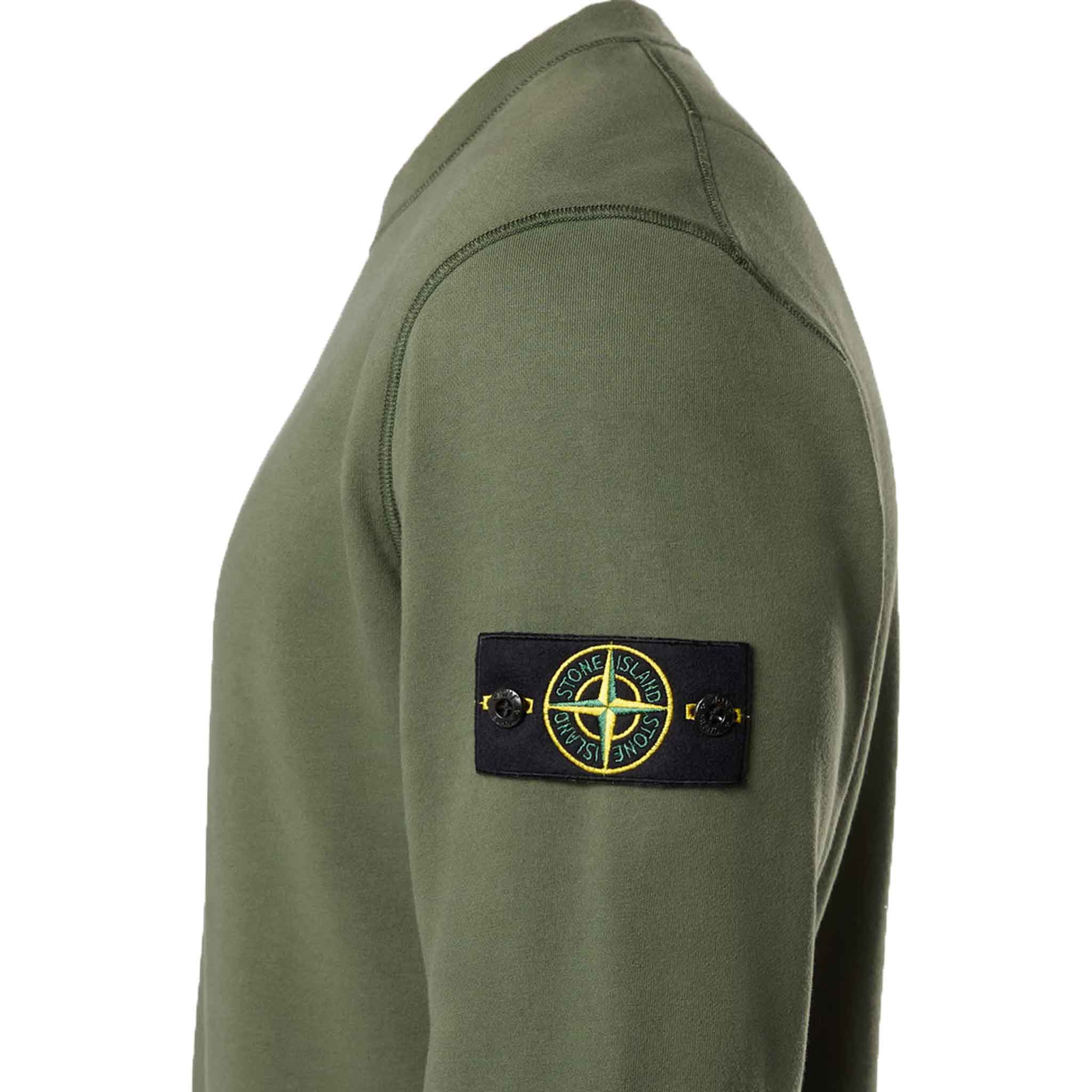 Stone Island Garment Dyed Crewneck Sweatshirt in Musk Green