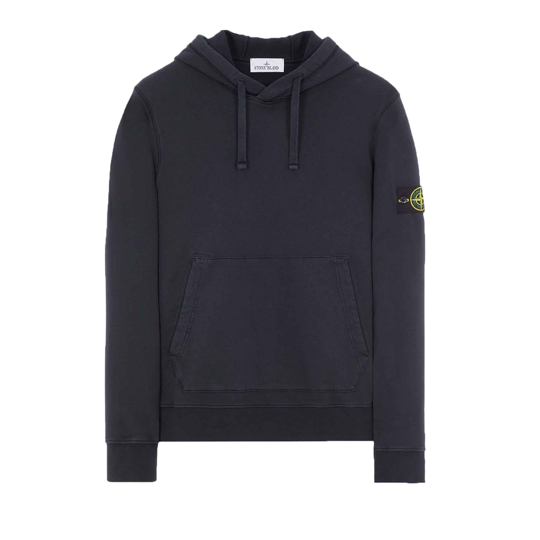 Stone Island Garment Dyed Hooded Sweatshirt in Navy