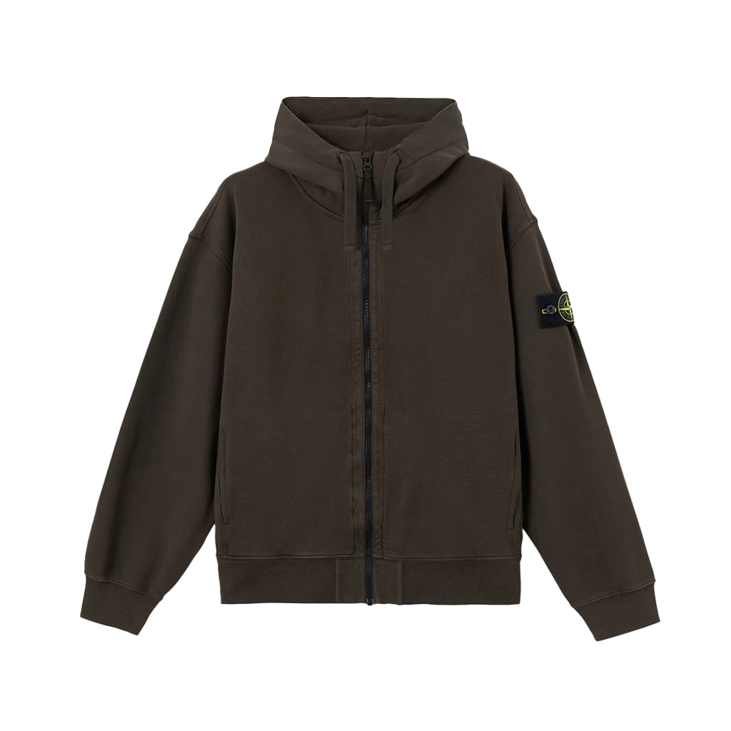 [Stone Island] Organic Cotton Fleece Oversized Zip-Up Hoodie