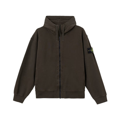 [Stone Island] Organic Cotton Fleece Oversized Zip-Up Hoodie