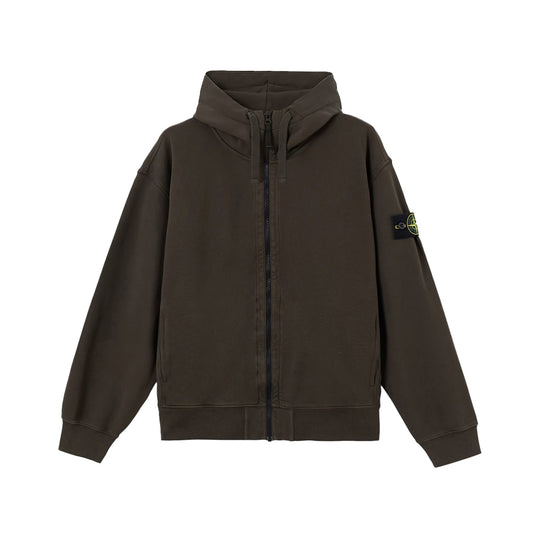 [Stone Island] Organic Cotton Fleece Oversized Zip-Up Hoodie
